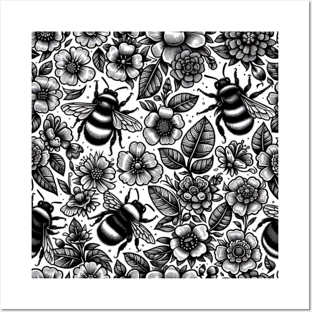 Black and White Floral Wall Art by CreatingChaos